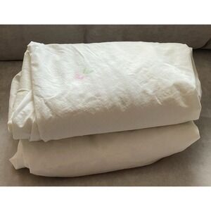 Vintage Eileen West Set of 2 Full Fitted Sheets Rose Stripe 100% Cotton USA FLAW